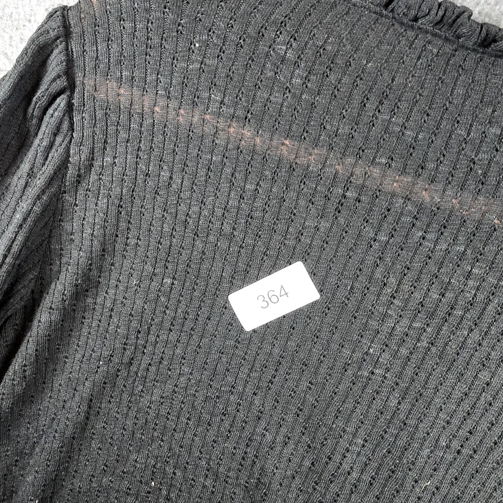 J. Crew Women L Dark Gray/Grey Short Sleeve Sheer Shirt Ruffled‎ Collar - Picture 8 of 8